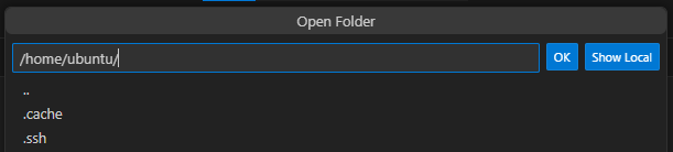 vscode Open Remote Folder - vscode 원격 폴더 열기 디렉토리 선택